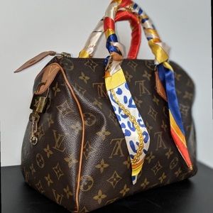 Louis Vuitton Speedy 25 AUTHENTIC purse w scarves